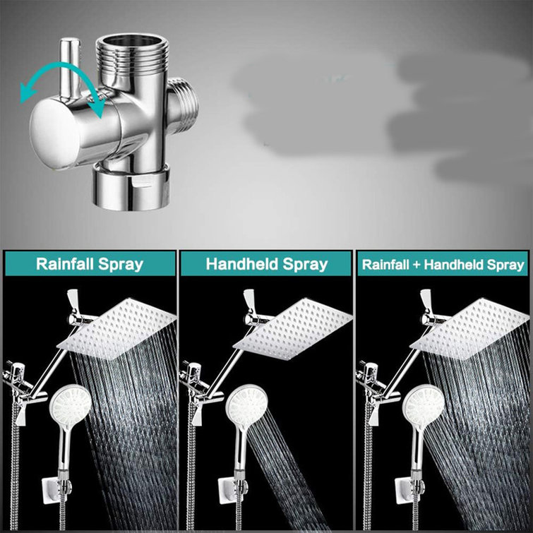 JASODI Rainfall Shower Head with Handheld Combo High Pressure 8+2 MODE